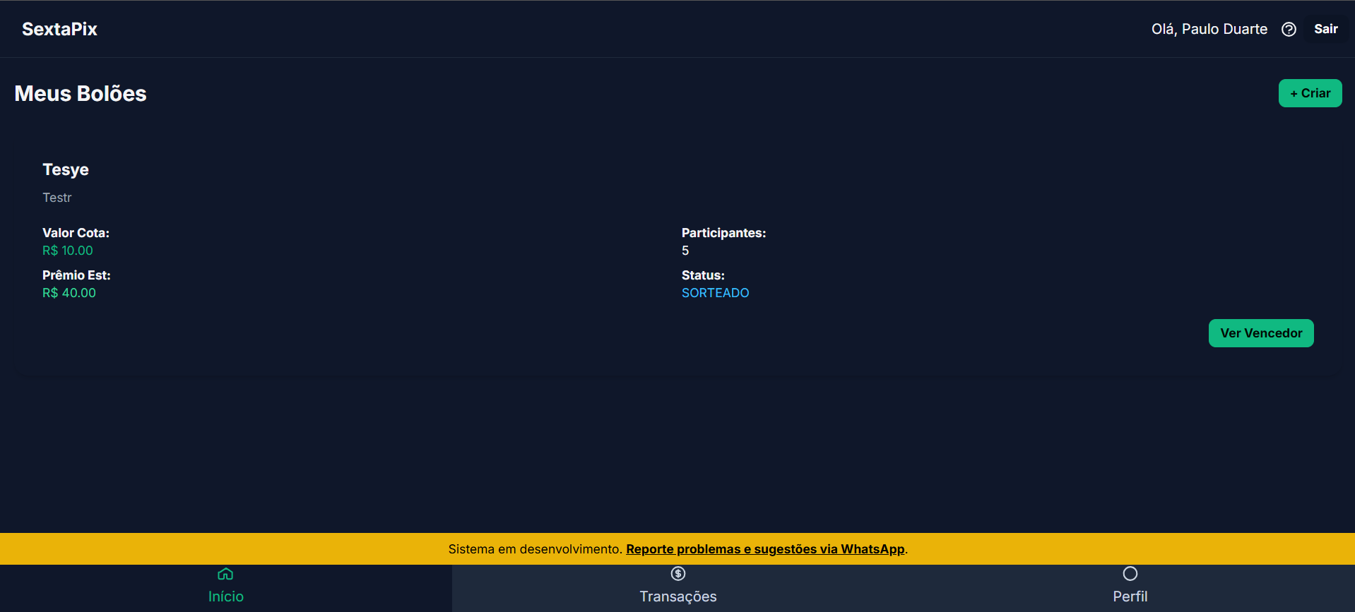 Interface do SextaPix
